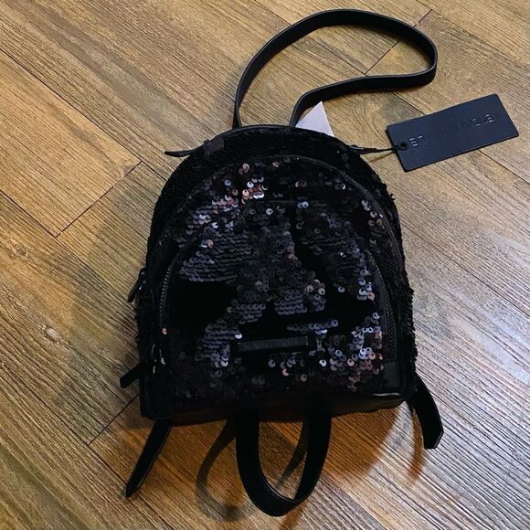 KENDALL + KYLIE Sloane Mini Small Sequin Backpack Black Bag Whimsigoth NWT